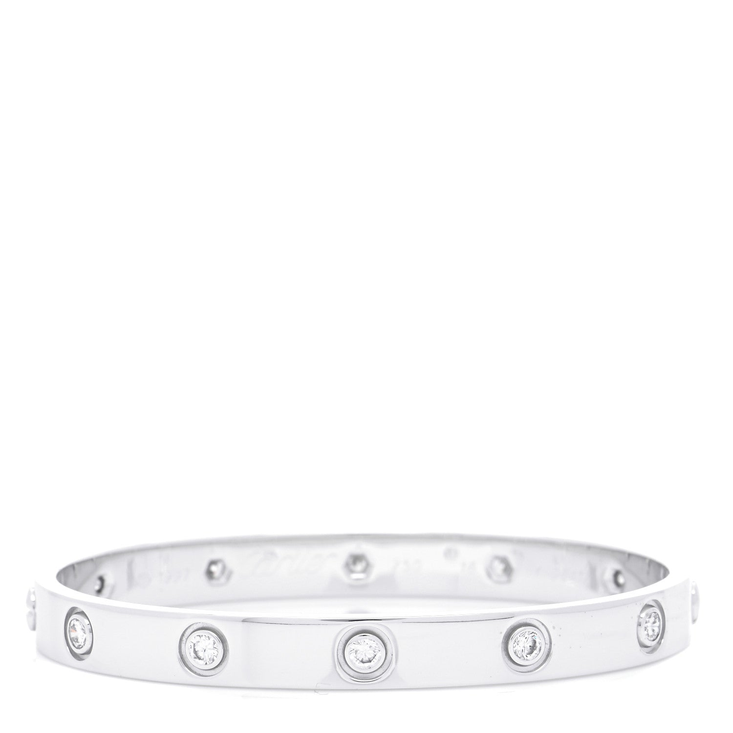 Cartier 18K White Gold 10 Diamond LOVE Bracelet 16 1 of 9