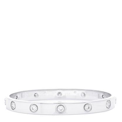Cartier 18K White Gold 10 Diamond LOVE Bracelet 16 1 of 9
