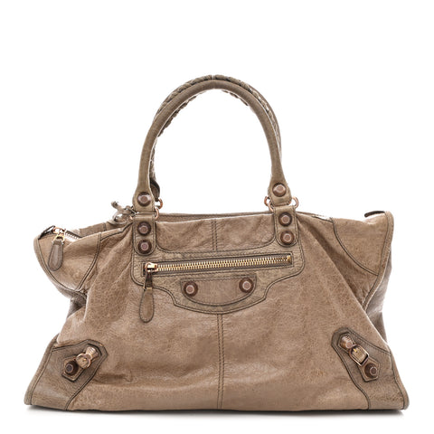 Agneau Giant 12 Rose Gold Hardware Work Gris Poivre