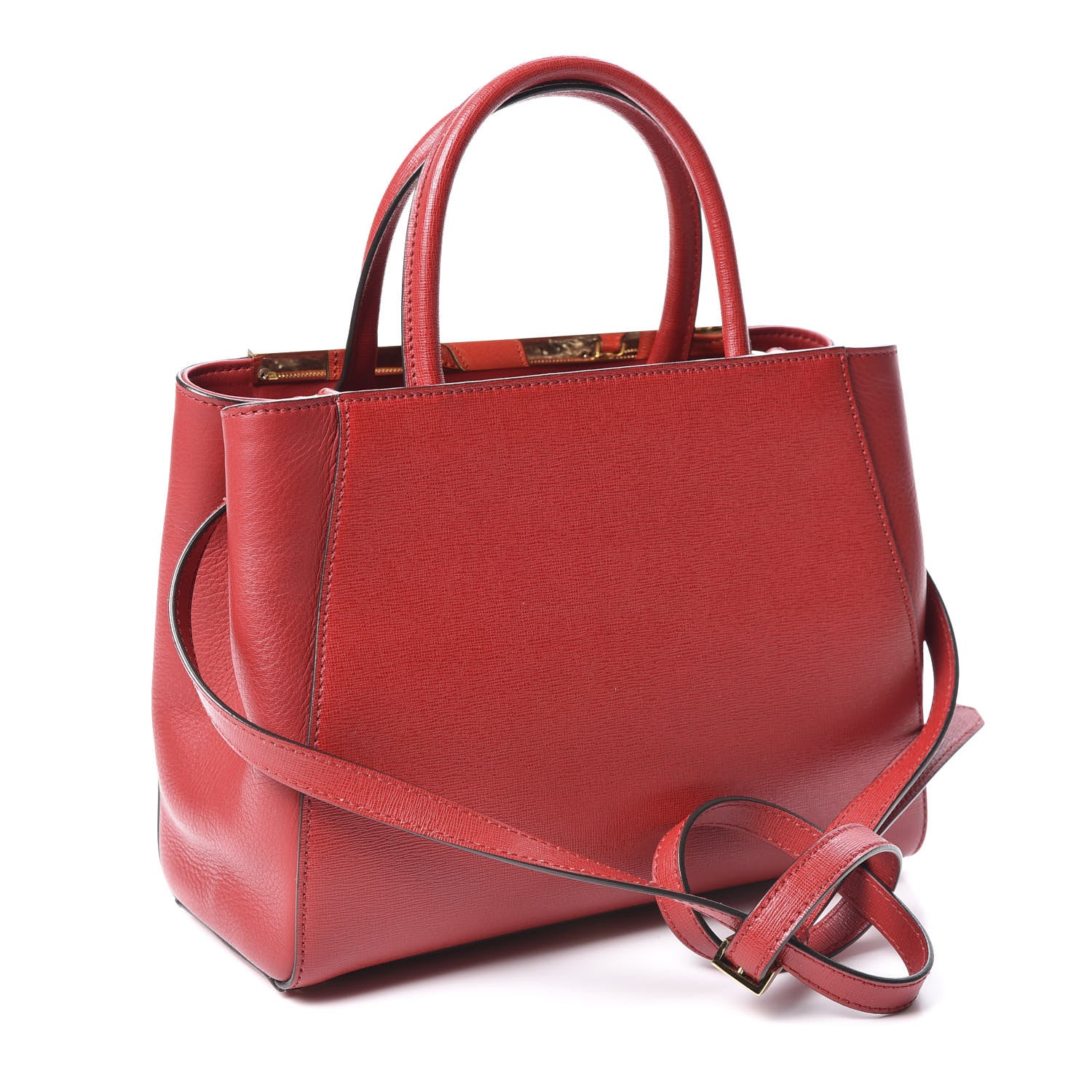 Fendi Vitello Elite Flamingo Petite 2Jours Tote Mattone 2 of 10