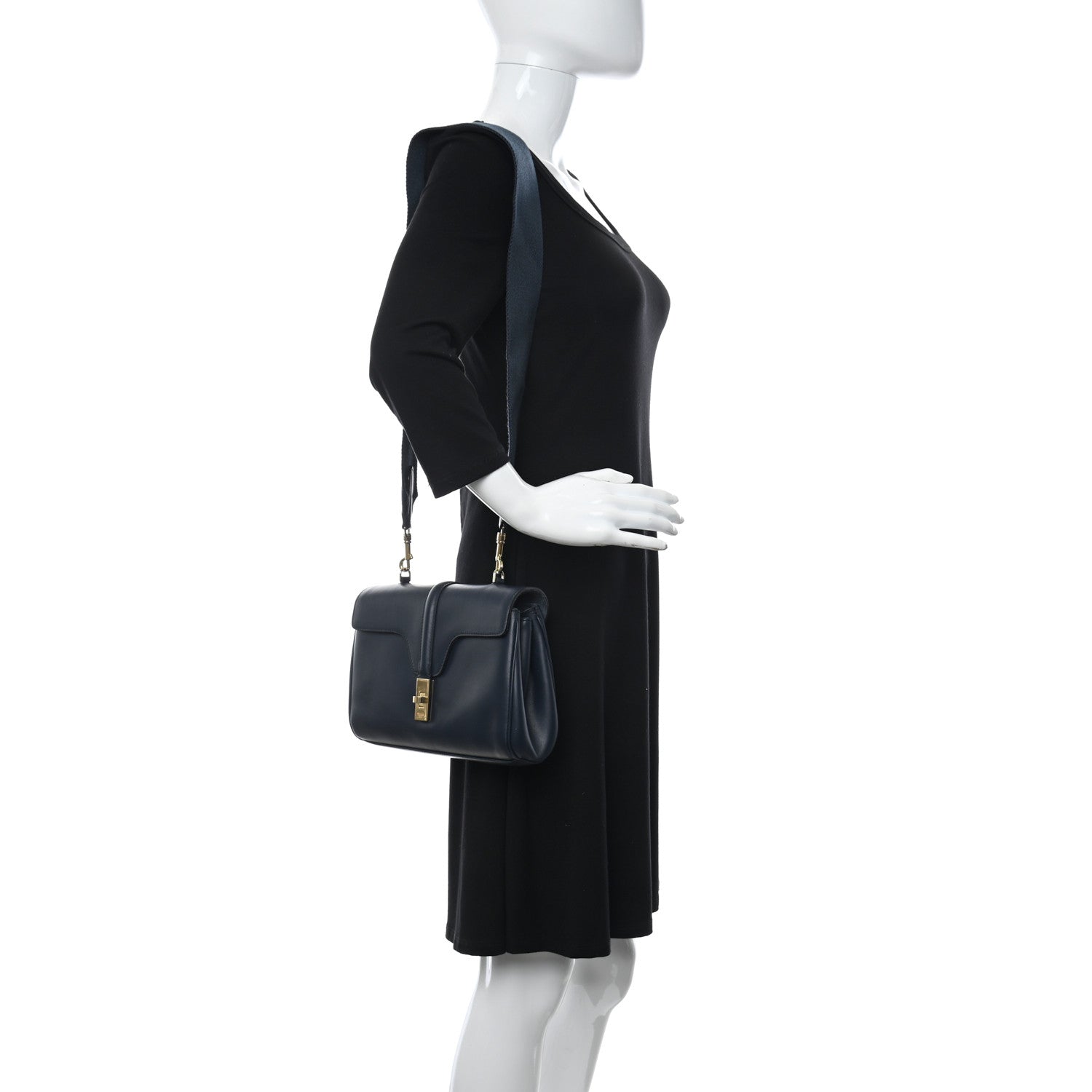 Celine Smooth Calfskin Teen Soft 16 Shoulder Bag Navy 2 of 8