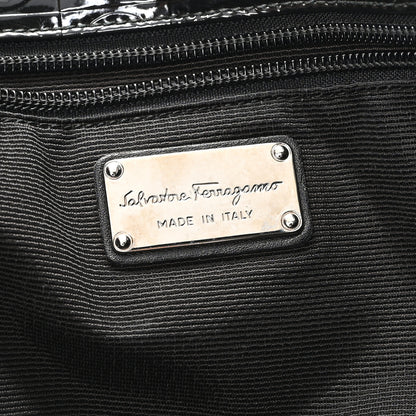 Salvatore Ferragamo Patent Gancini Embossed Tote Black 6 of 11
