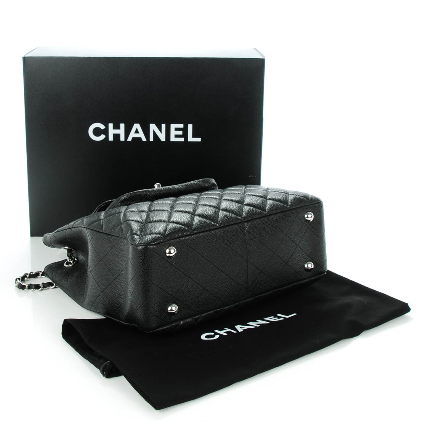 Caviar Quilted Flap Tote Black