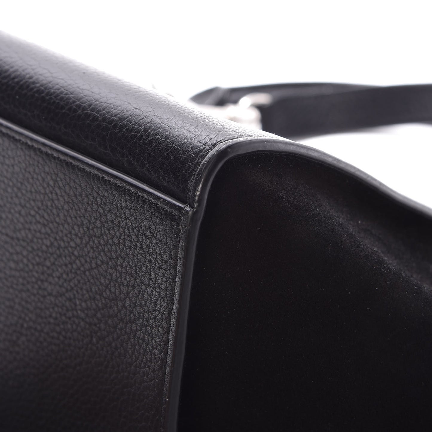 Drummed Calfskin Suede Small Trapeze Black