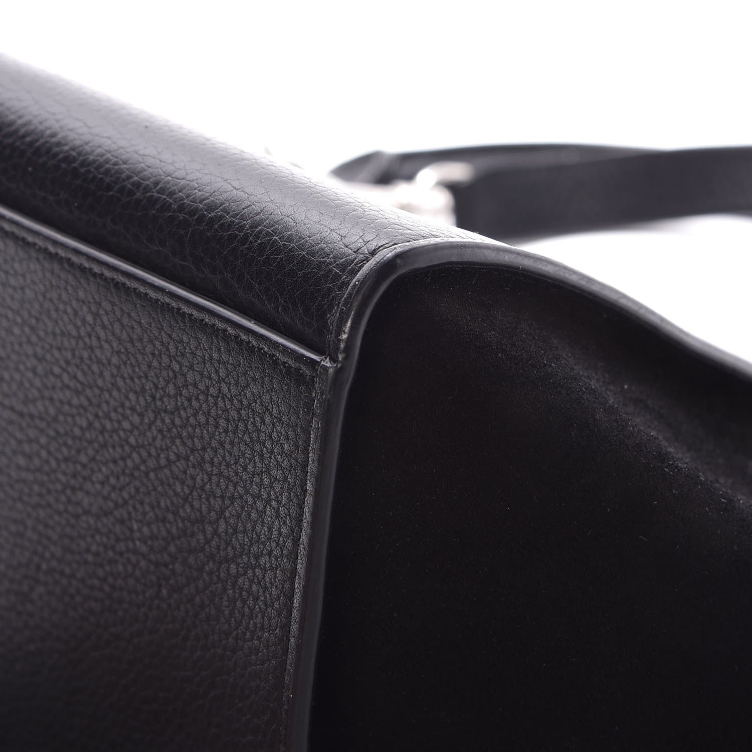 Celine Drummed Calfskin Suede Small Trapeze Black 13 of 16