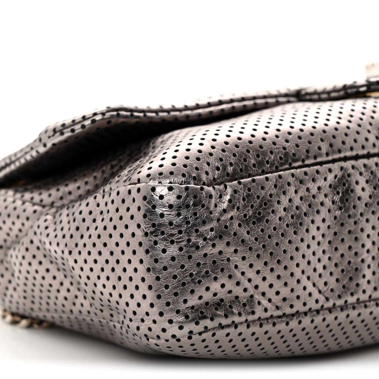 Chanel Metallic Crackled Calfskin Perforated Drill Flap Bronze 9 of 10