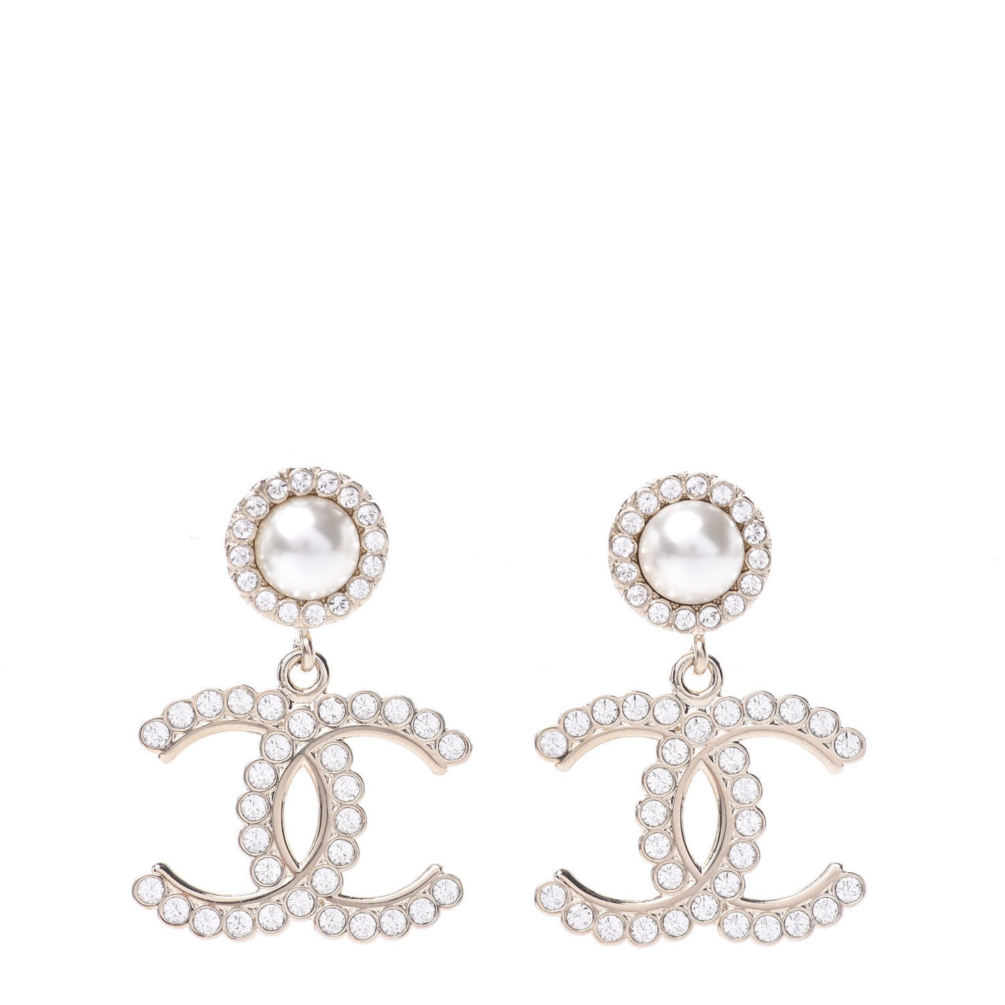 Crystal Pearl Bow-tiful CC Drop Earrings Gold