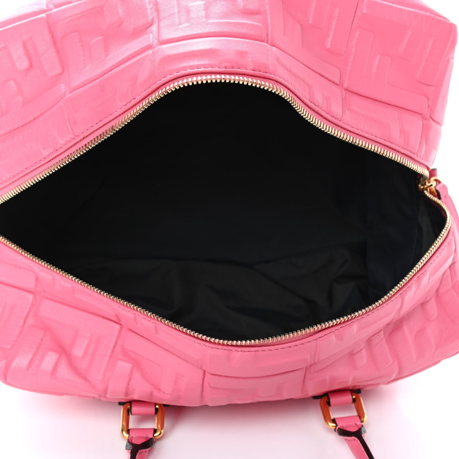 Fendi Nappa FF 1974 Embossed Small Boston Rosa Fluo 4 of 4