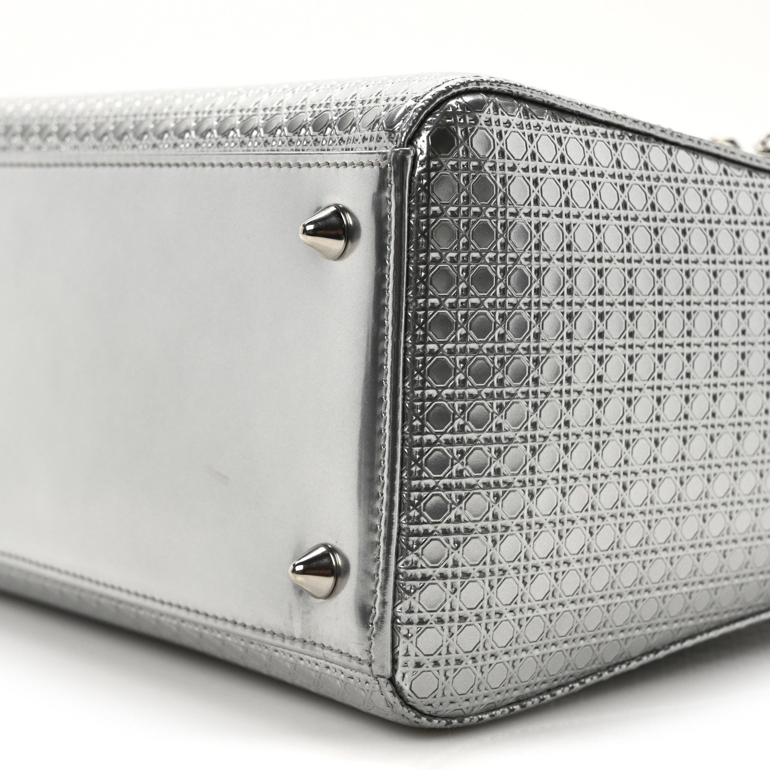 Christian Dior Metallic Patent Micro-Cannage Medium Lady Dior Silver 10 of 10