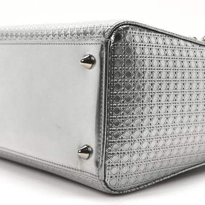 Christian Dior Metallic Patent Micro-Cannage Medium Lady Dior Silver 10 of 10