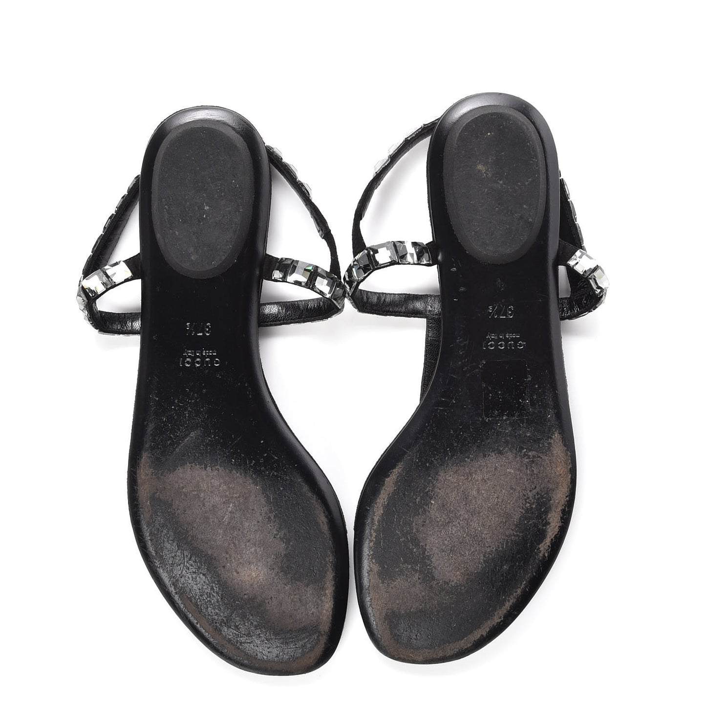 Suede Crystal Mallory Thong Sandals 37.5 Black