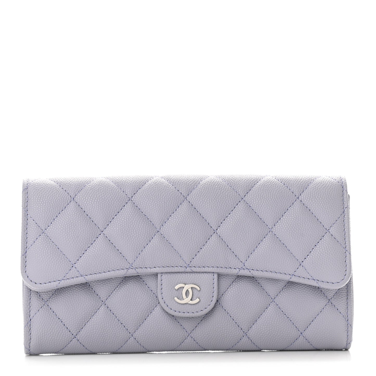 Caviar Quilted Large Flap Wallet Light Purple