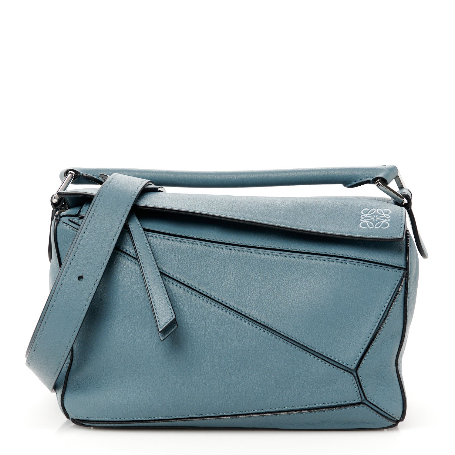 Loewe Calfskin Small Puzzle Bag Stone Blue 1 of 11