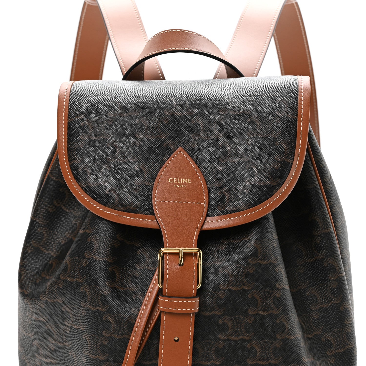 celine mini backpack folco Triomphe Canvas Calfskin Tan Celine Mini Backpack FOLCO in