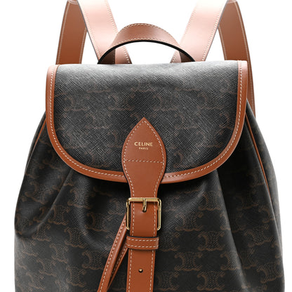 Celine Triomphe Canvas Calfskin Folco Backpack Tan 7 of 9