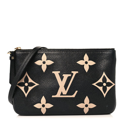 Louis Vuitton Empreinte Monogram Giant Double Zip Pochette Black Cream 1 of 12