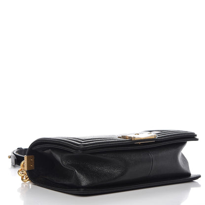 Chanel Caviar Chevron Quilted Medium Boy Flap Black 4 of 9