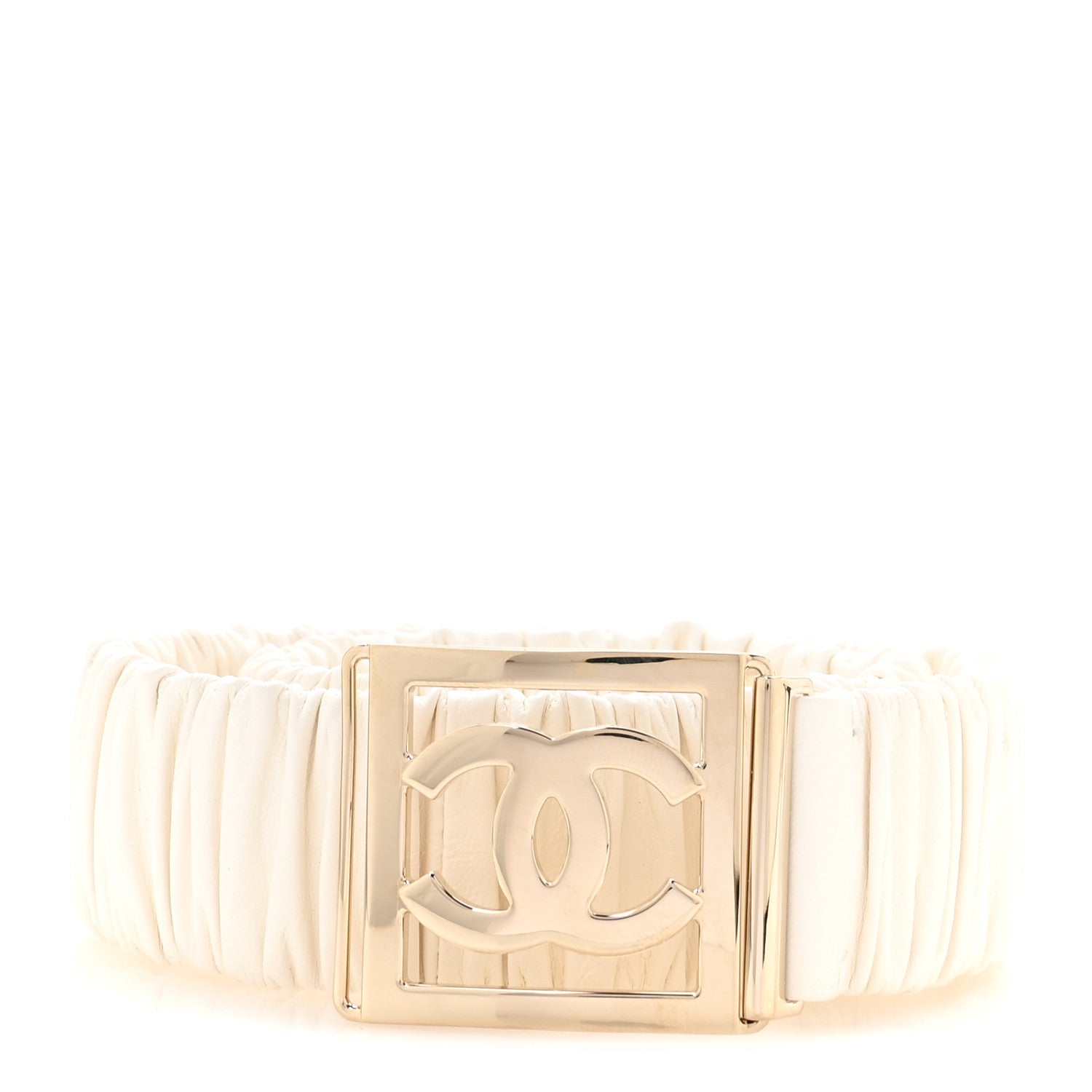 Chanel Lambskin Ruched CC Belt 80 32 White 1 of 4
