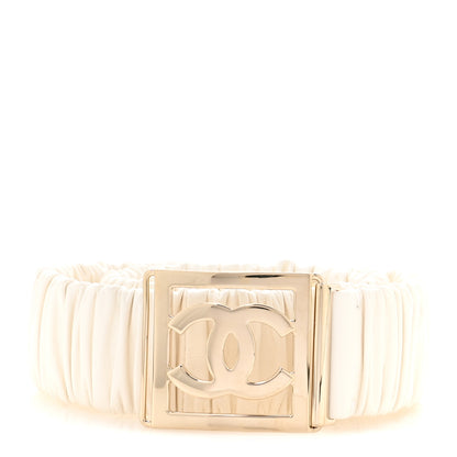Chanel Lambskin Ruched CC Belt 80 32 White 1 of 4