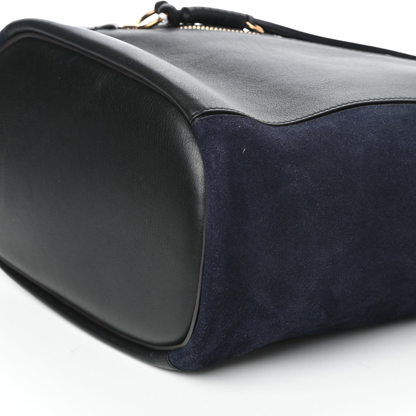 Smooth Suede Calfskin Medium Myer Double Carry Bag Black Navy