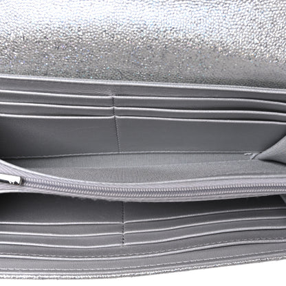 Chanel Glittered Metallic Caviar Quilted Large Flap Wallet Silver 5 of 8