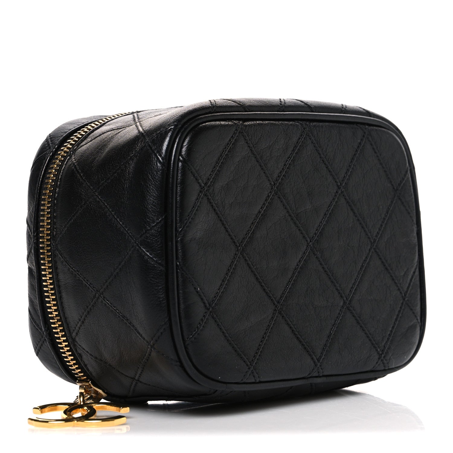 Chanel Lambskin Diamond Stitched Top Handle Vanity Case Black 4 of 8