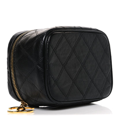 Chanel Lambskin Diamond Stitched Top Handle Vanity Case Black 4 of 8