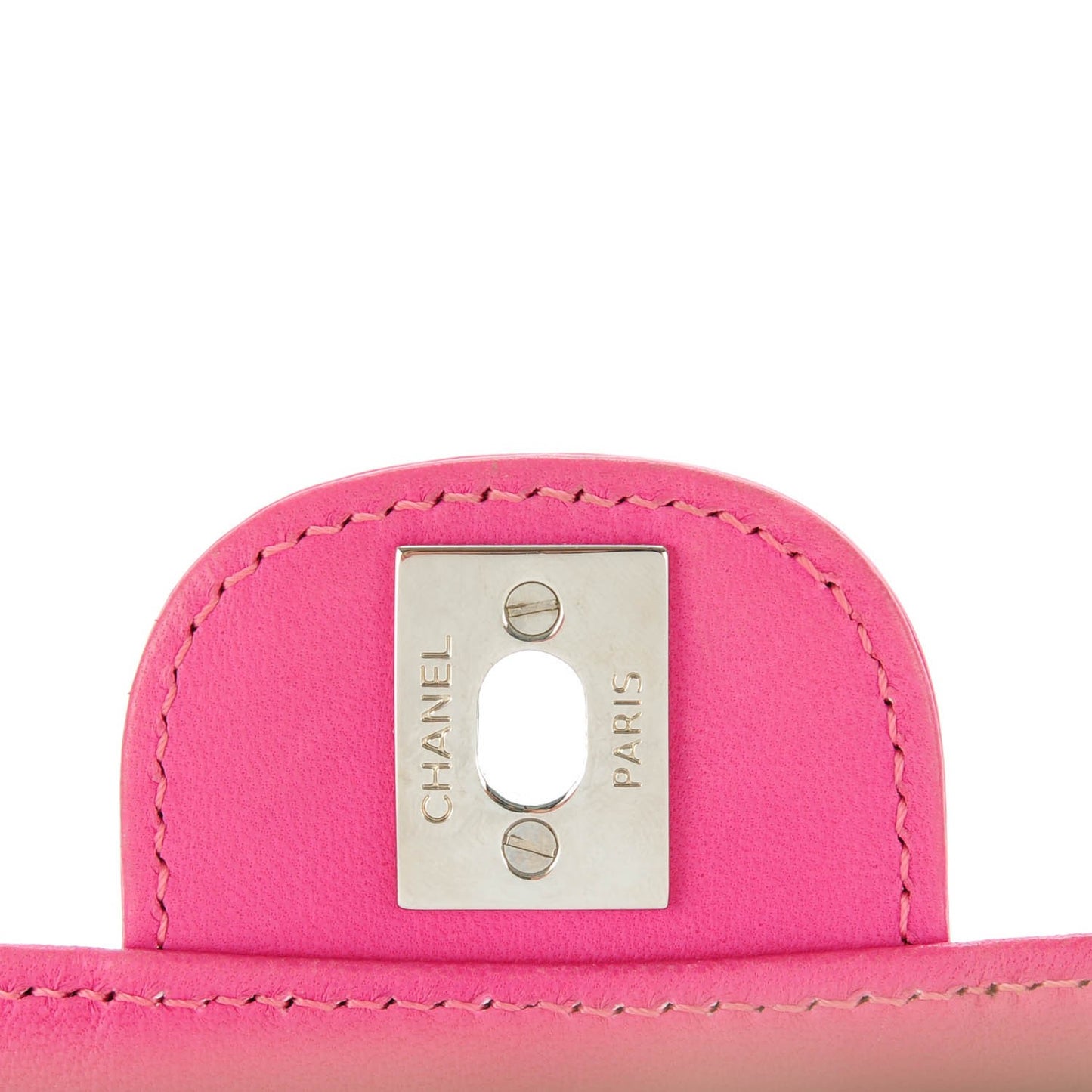 Patent Calfskin Quilted East West Flap Clutch Pink