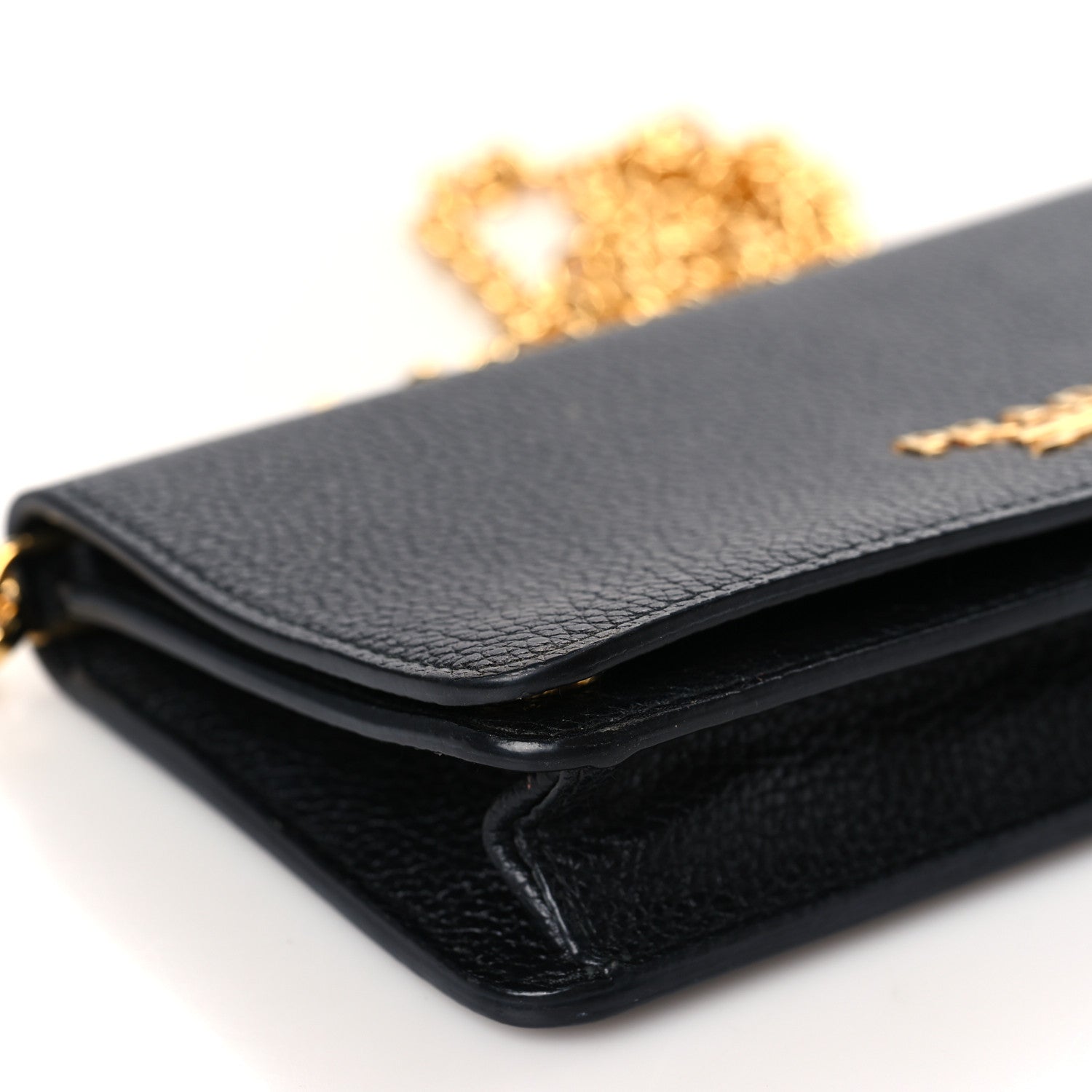 Prada Vitello Daino Metal Chain Wallet Black 7 of 10