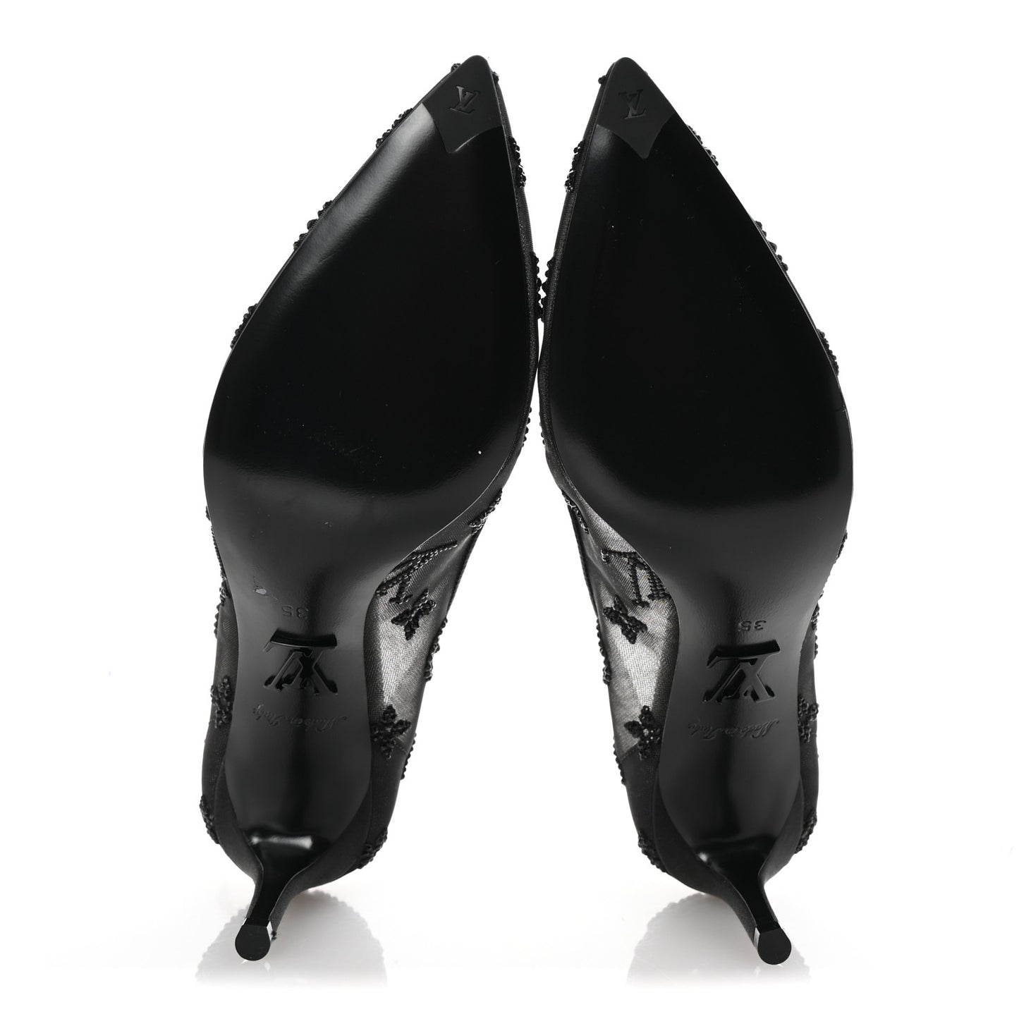 Monogram Mesh Strass Gala Pumps 35 Black