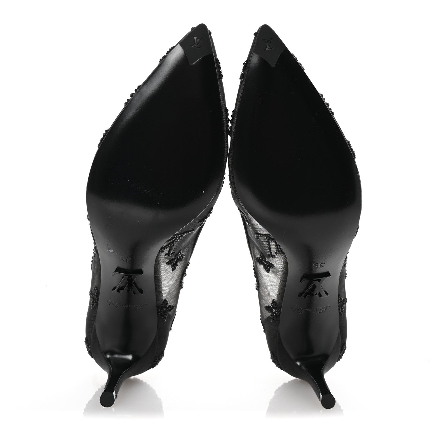 Louis Vuitton Monogram Mesh Strass Gala Pumps 35 Black 6 of 9
