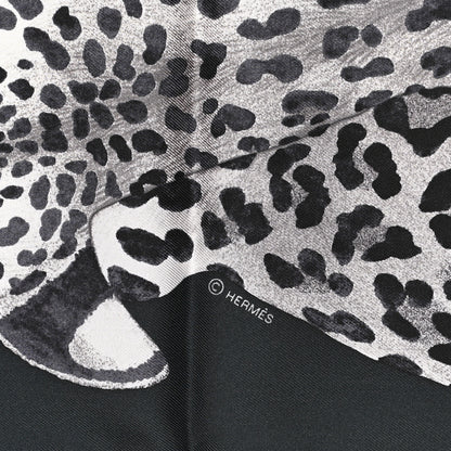 Hermes Silk Twill Lazy Leopardesses Scarf 90 Vert Black Gris 4 of 6
