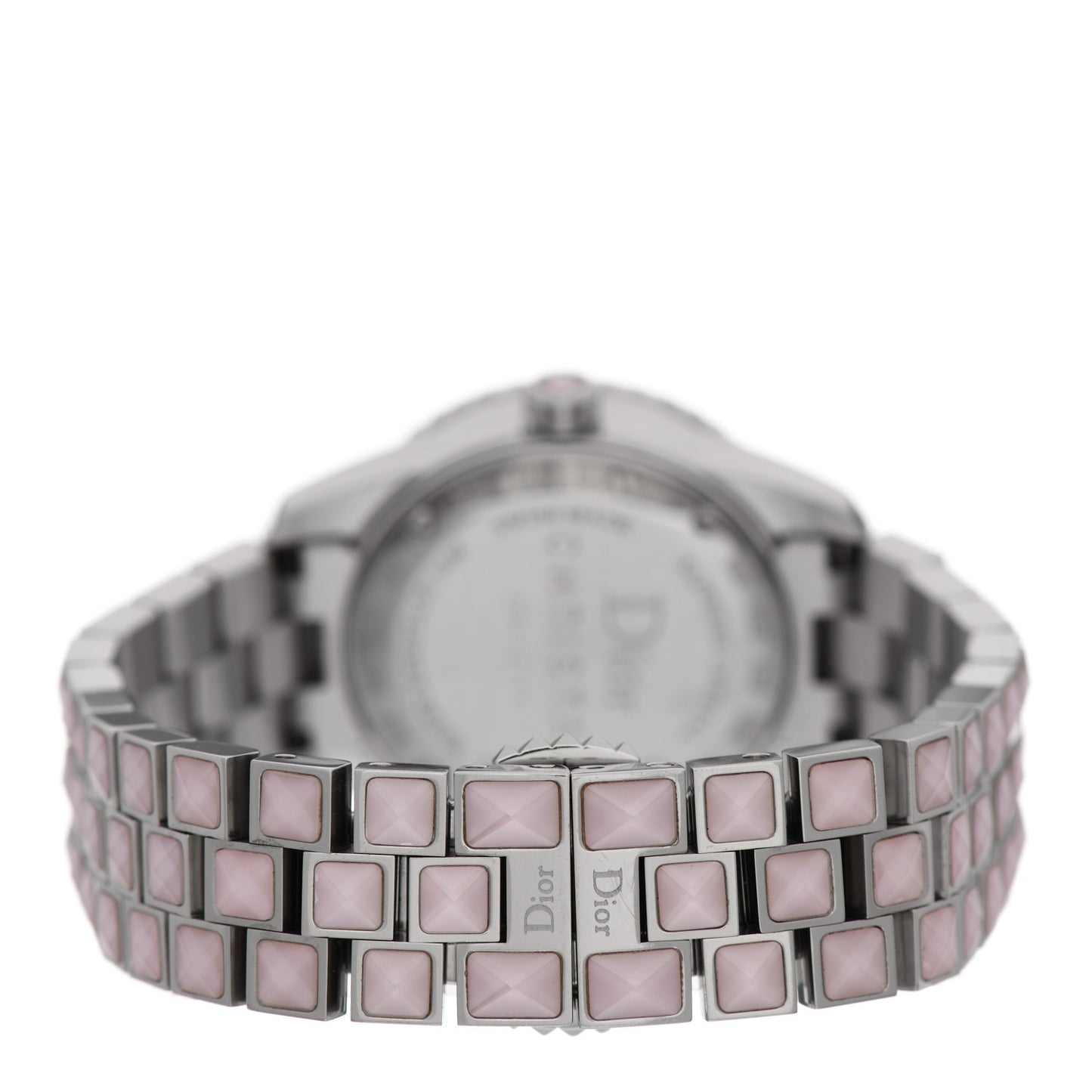 Stainless Steel Diamond Sapphire Pink Mother of Pearl 29mm Christal Quartz Watch