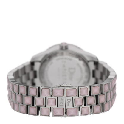 Christian Dior Stainless Steel Diamond Sapphire Pink Mother of Pearl 29mm Christal Quartz Watch 3 of 4