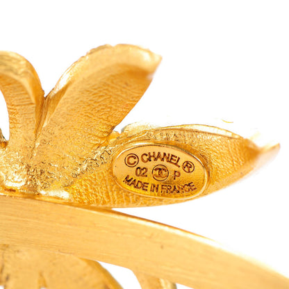 Chanel Pearl Crystal CC Palm Tree Cuff Gold 4 of 4