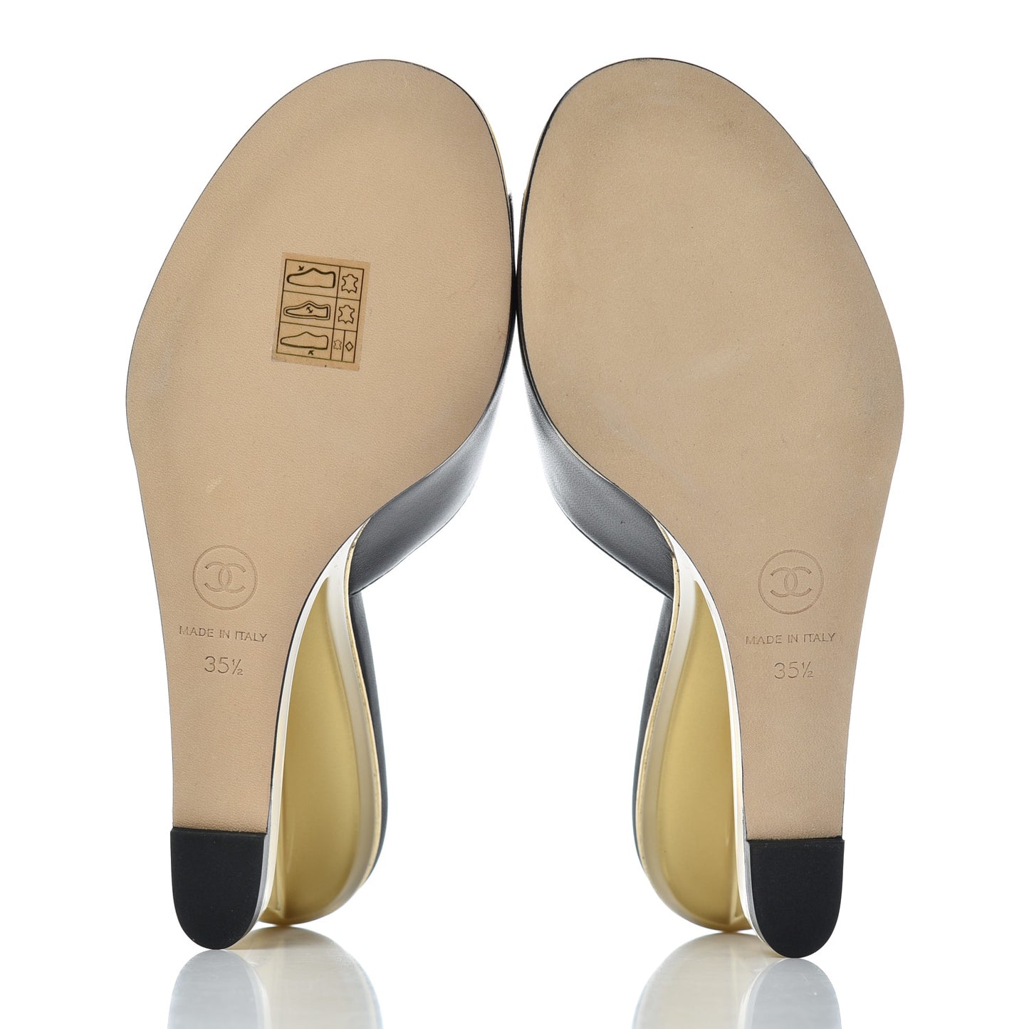 Lambskin Lucite CC Wedge Mules 35.5 Black