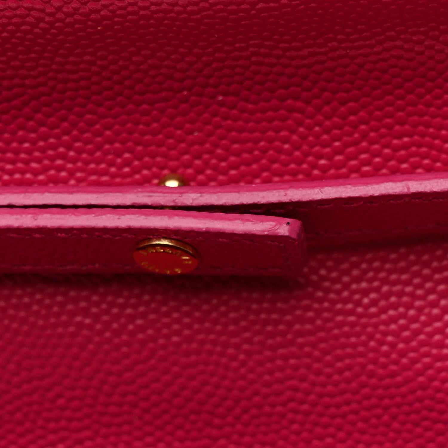 Saint Laurent Grain De Poudre Matelasse Chevron Monogram Chain Wallet Lipstick Fuchsia 12 of 15
