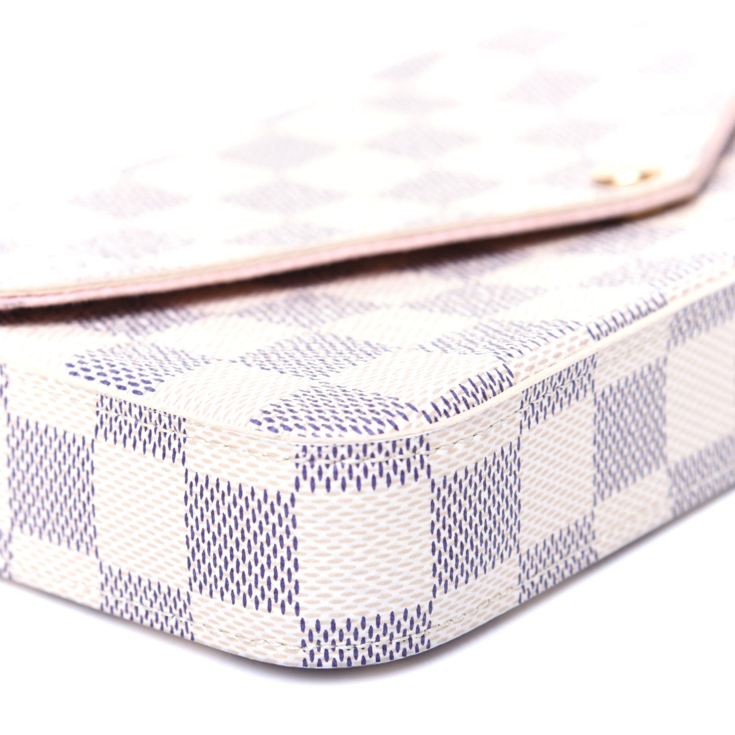 Damier Azur Pochette Felicie Chain Wallet Rose Ballerine