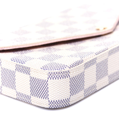 Louis Vuitton Damier Azur Pochette Felicie Chain Wallet Rose Ballerine 7 of 11
