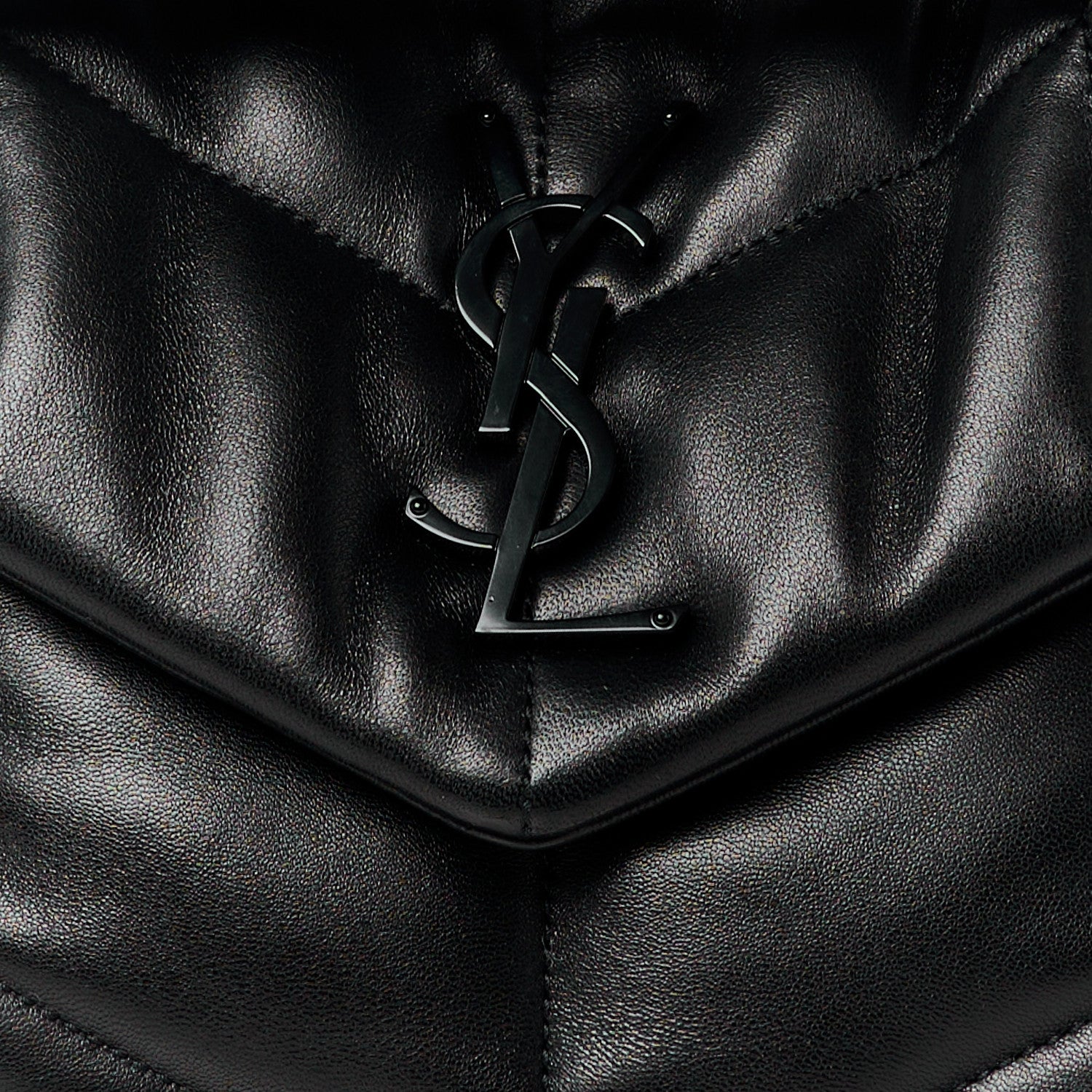Saint Laurent Lambskin Quilted Monogram Monochrome Small Loulou Puffer Chain Satchel Black 9 of 11
