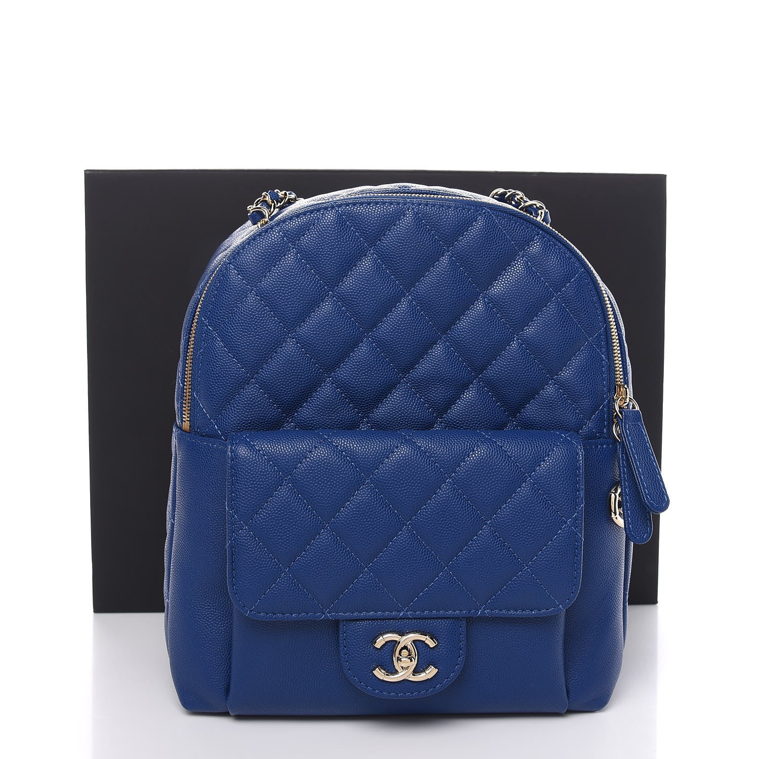 Chanel Caviar Quilted Large CC Day Backpack Blue 8 of 10