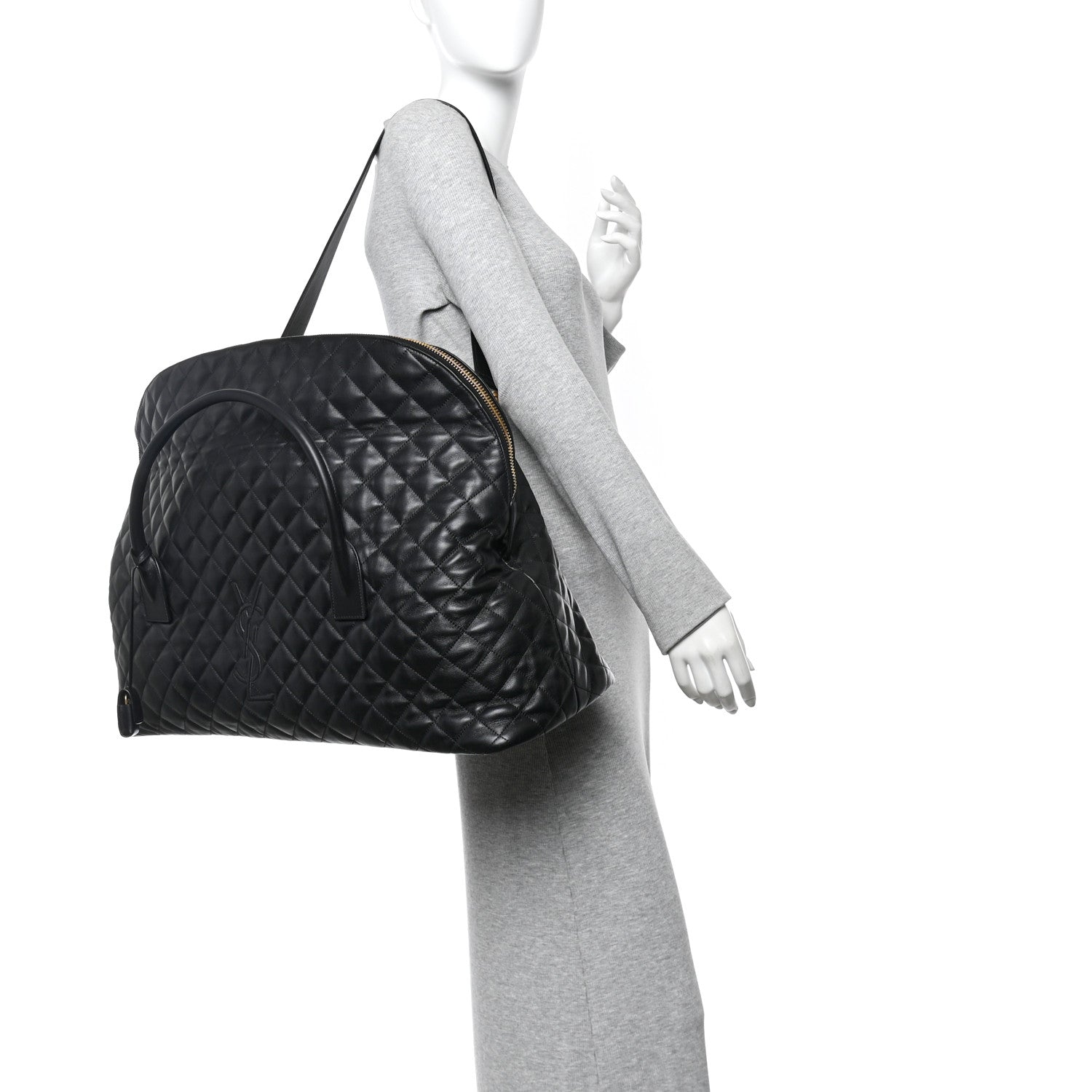 Saint Laurent Calfskin Quilted ES Giant Travel Bag Black 2 of 10