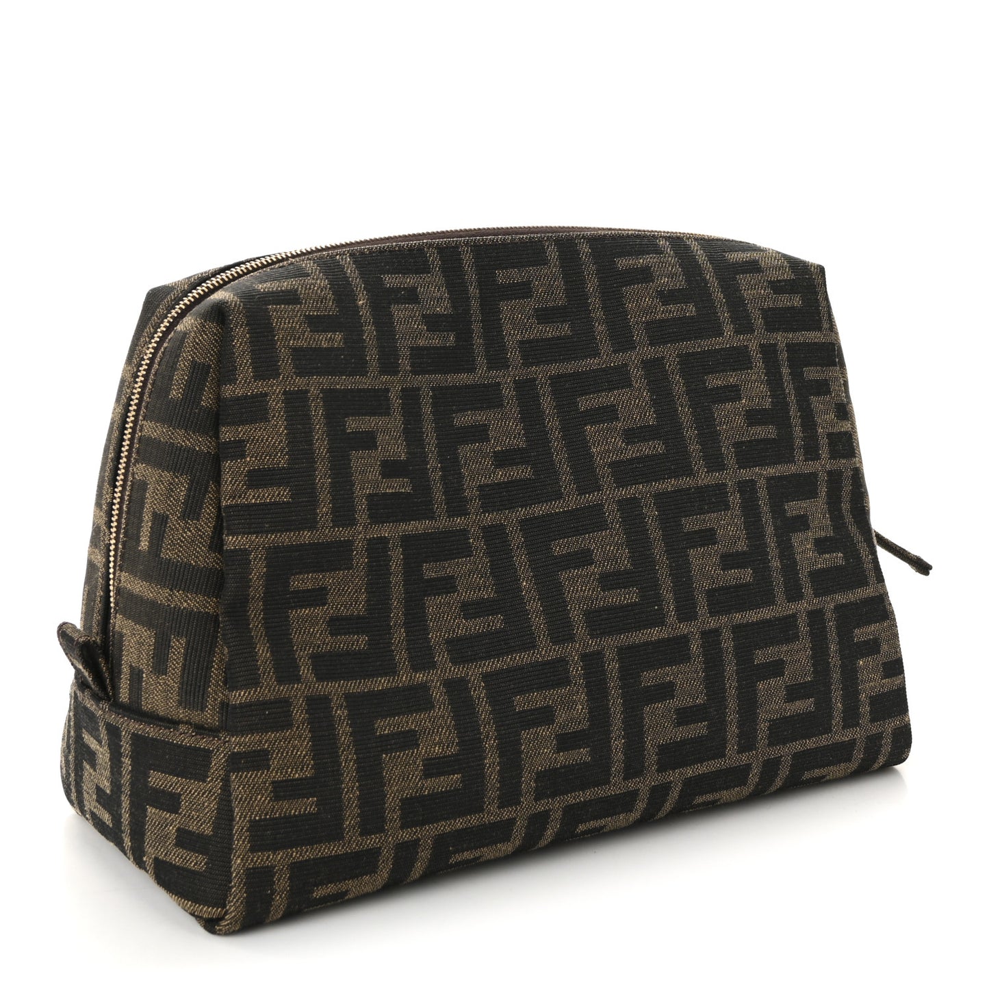 Fabric Jacquard FF 1974 Medium Trapezoid Beauty Pouch Tobacco Moro Black