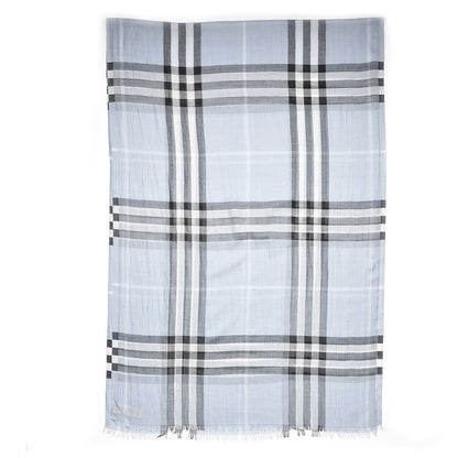 Burberry Wool Silk Giant Check Scarf Dusty Blue 3 of 6