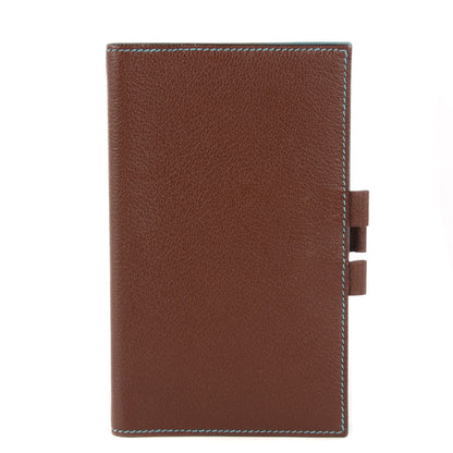 Hermes Chevre Mysore Bi Color Vision Agenda Chocolate Turquoise 1 of 11