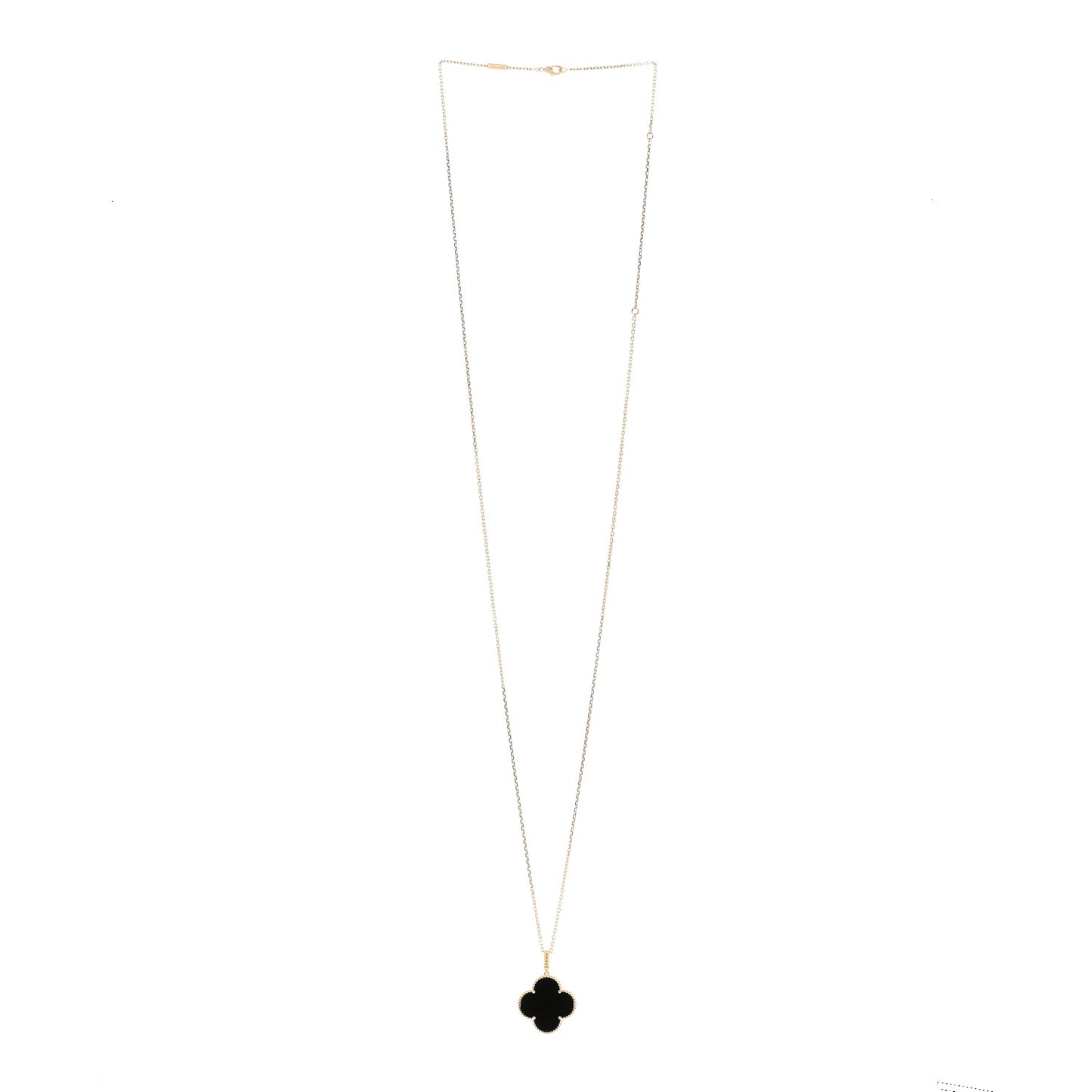 18K Yellow Gold Black Onyx Magic Alhambra Pendant Necklace