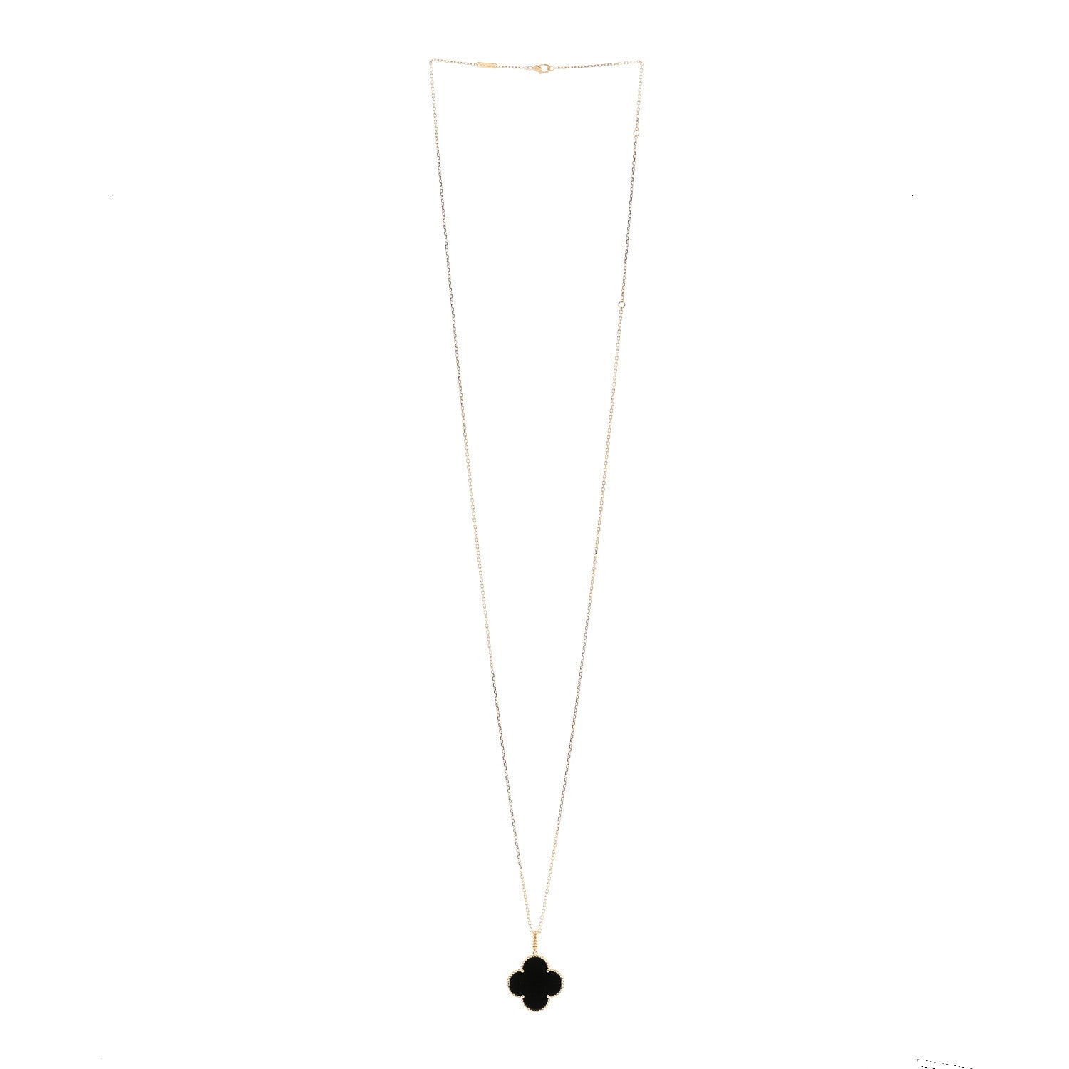 Van Cleef & Arpels 18K Yellow Gold Black Onyx Magic Alhambra Pendant Necklace 3 of 6