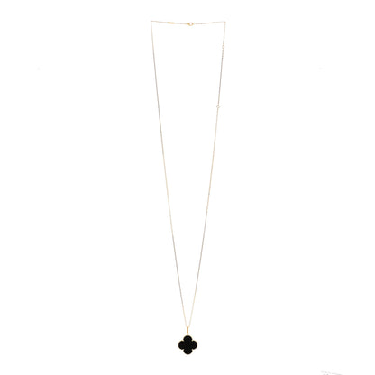 Van Cleef & Arpels 18K Yellow Gold Black Onyx Magic Alhambra Pendant Necklace 3 of 6