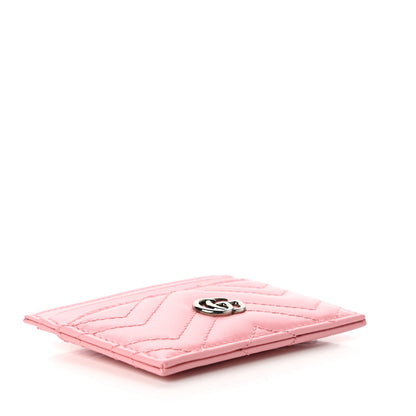 Gucci Calfskin Matelasse GG Marmont Card Holder Wild Rose 4 of 10