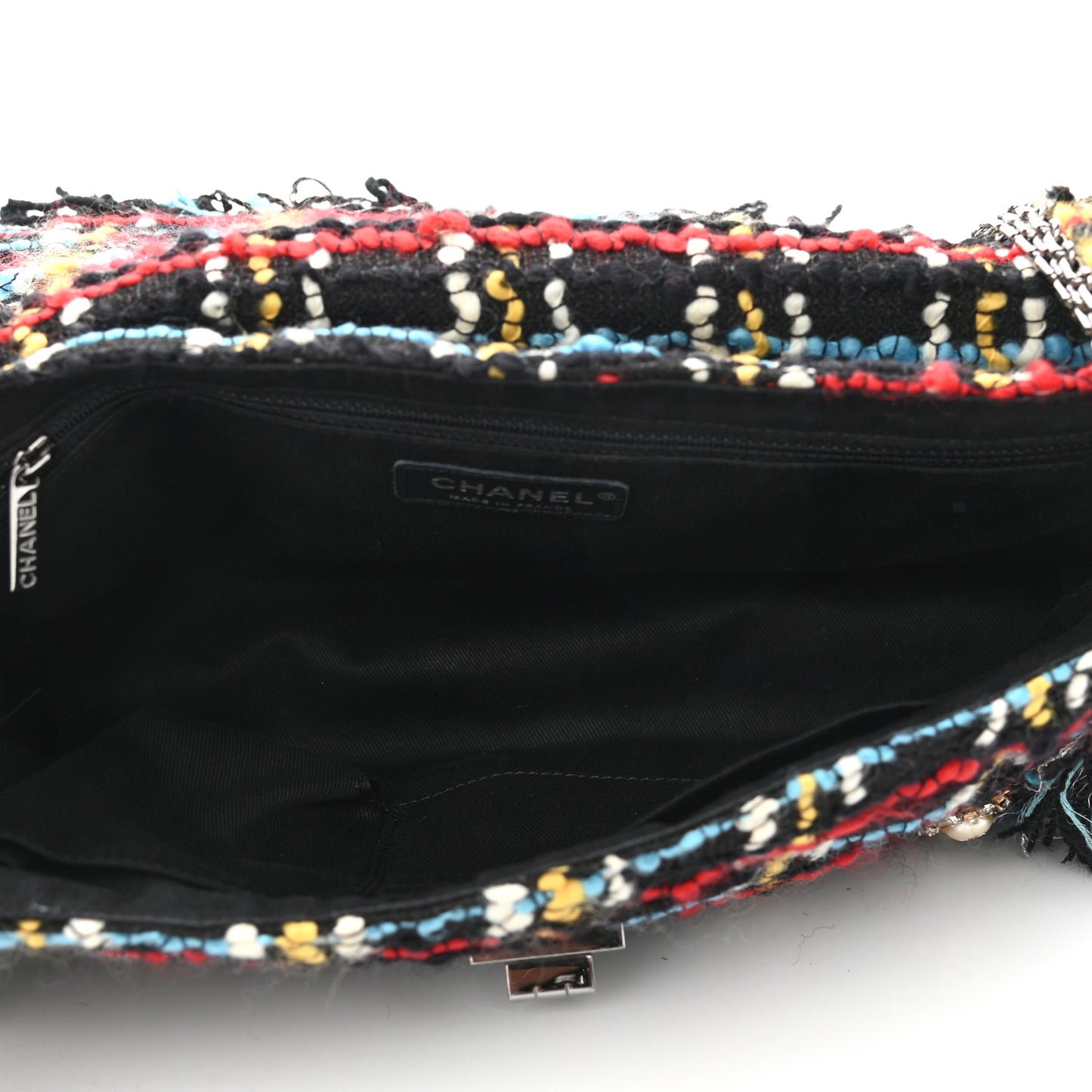 Tweed Quilted Embellished Reissue Shoulder Bag Black Multicolor